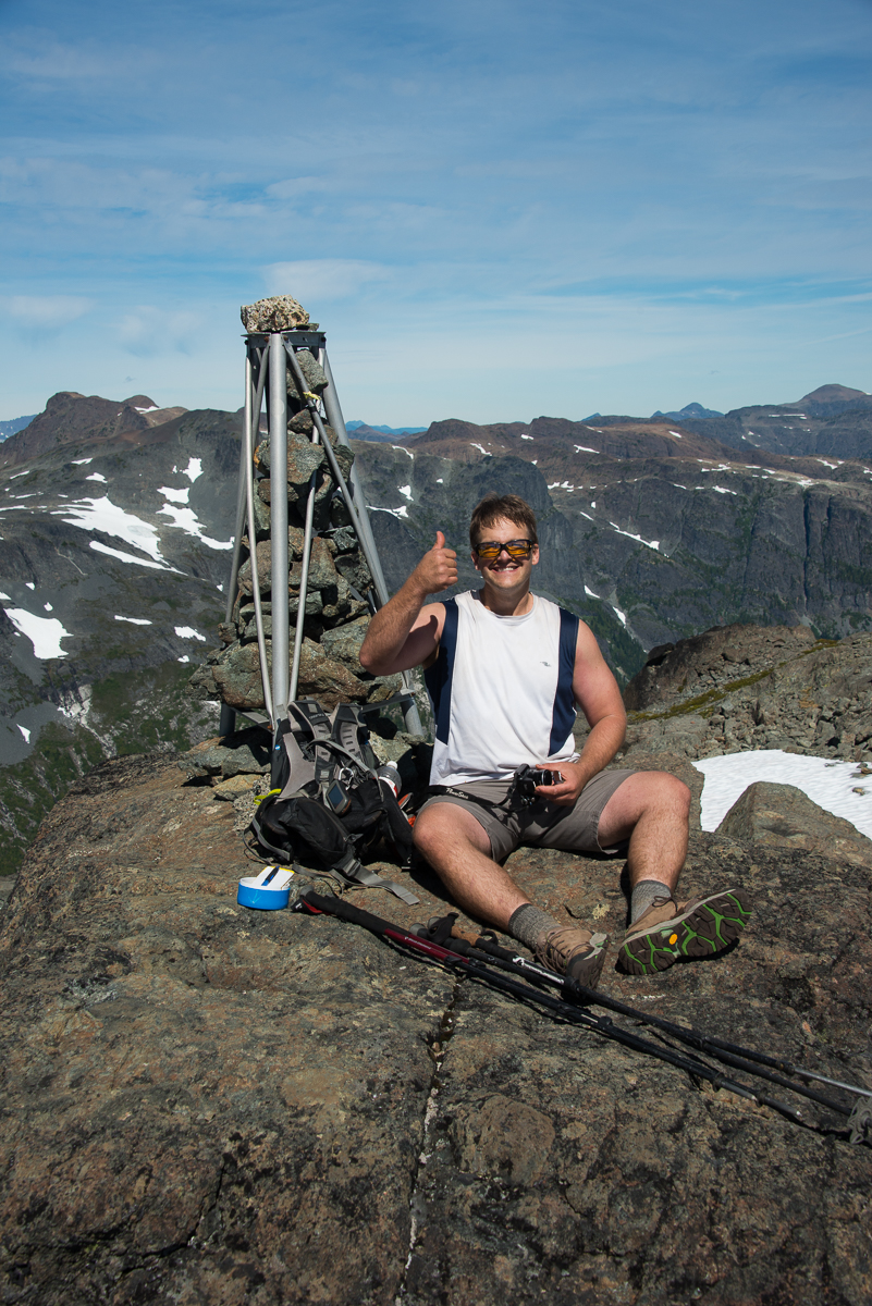 Phil relaxing on the summit of the Comox Glaccier