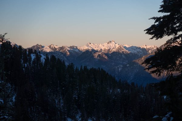 sunrise on the distant mountains: Big Interior, 9 Peaks