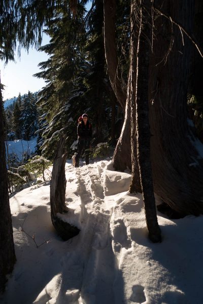 Colleen warming herself in the sun on our hike up to the ridge on Adder Mountain