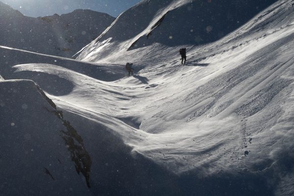 driving winds blowing snow up off the ground and into our faces, on Adder Mountain